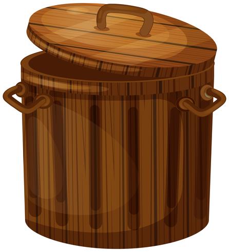 Wooden trashcan with lid vector