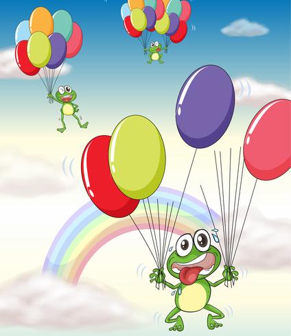 a frog and balloons vector