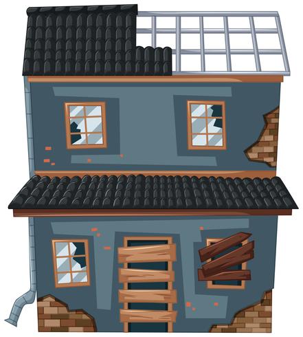 Old house with broken roof and windows vector