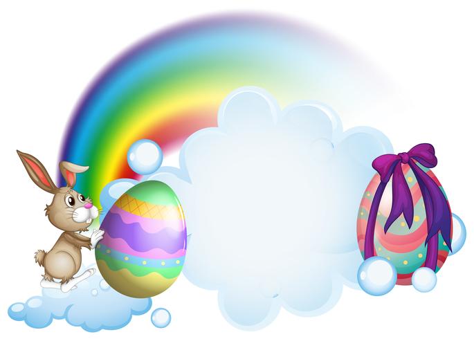 A bunny pushing an easter egg vector