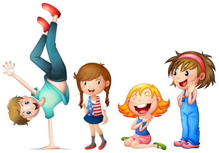 Children characters on white background
