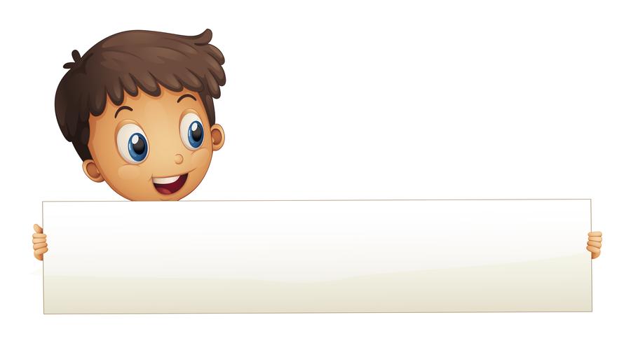 A small boy holding an empty banner  vector