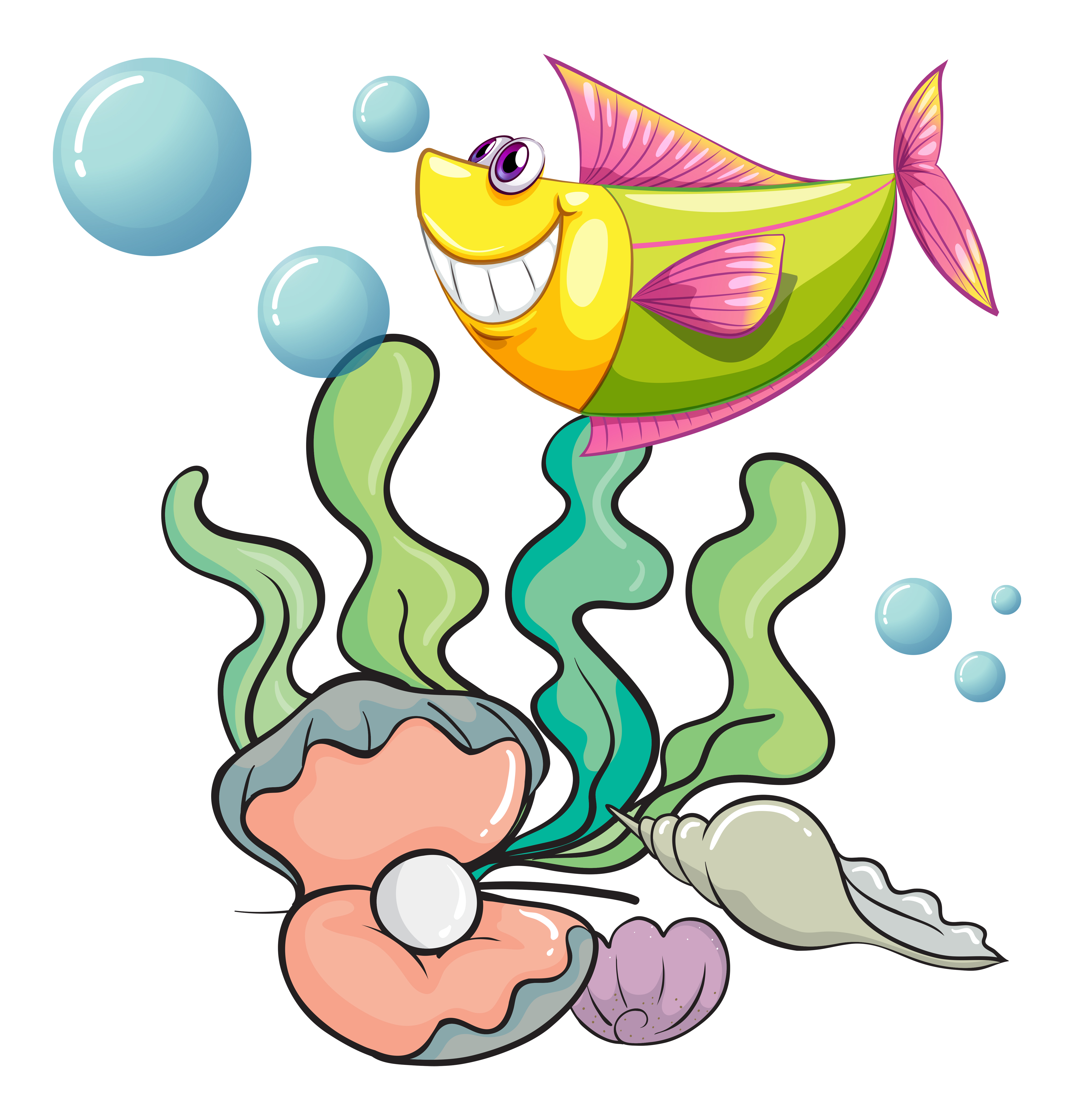 Download A smiling fish under the sea near the shells - Download ...
