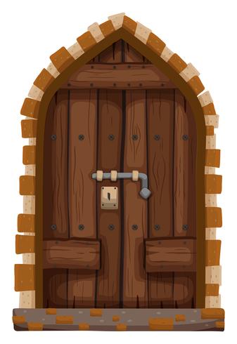 Wooden wall with brick frame vector