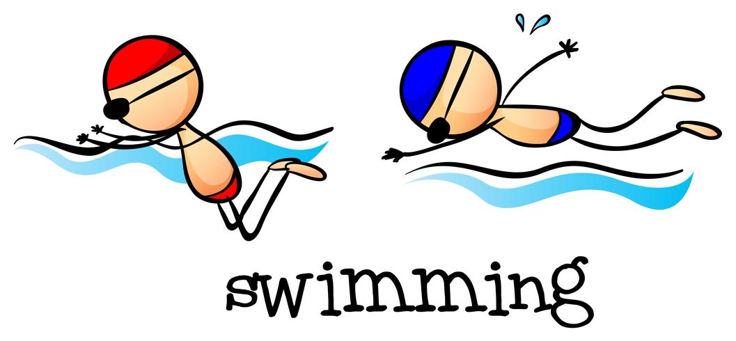 Two boys swimming vector