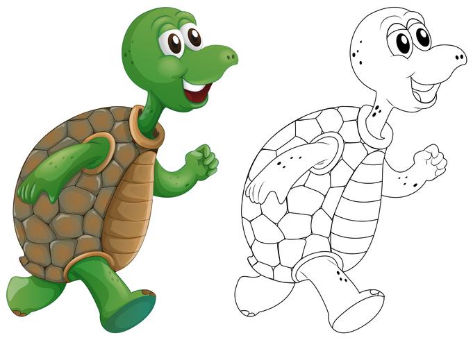 Animal outline for turtle running vector