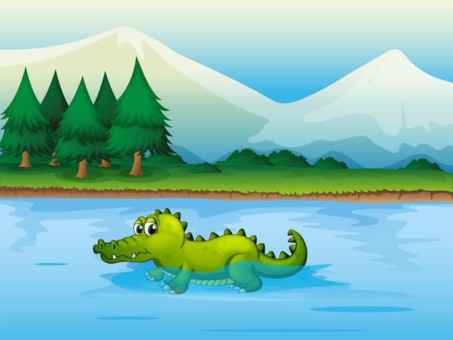 An alligator 	in the river 
 vector