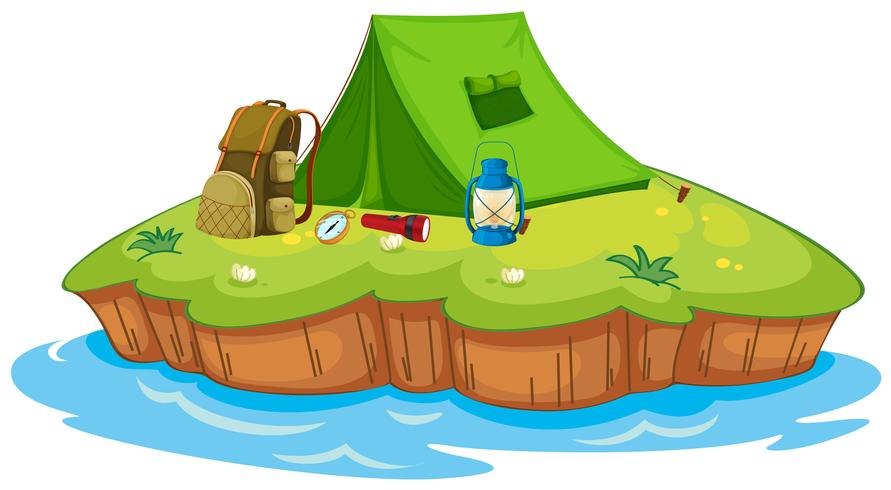 Camping on an island vector