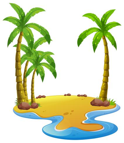 Island with coconut trees vector