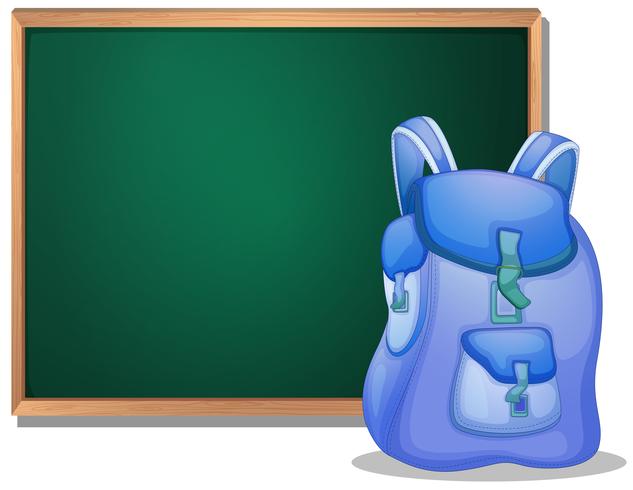 A bag in front of the empty blackboard vector