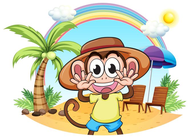 A monkey at the beach vector