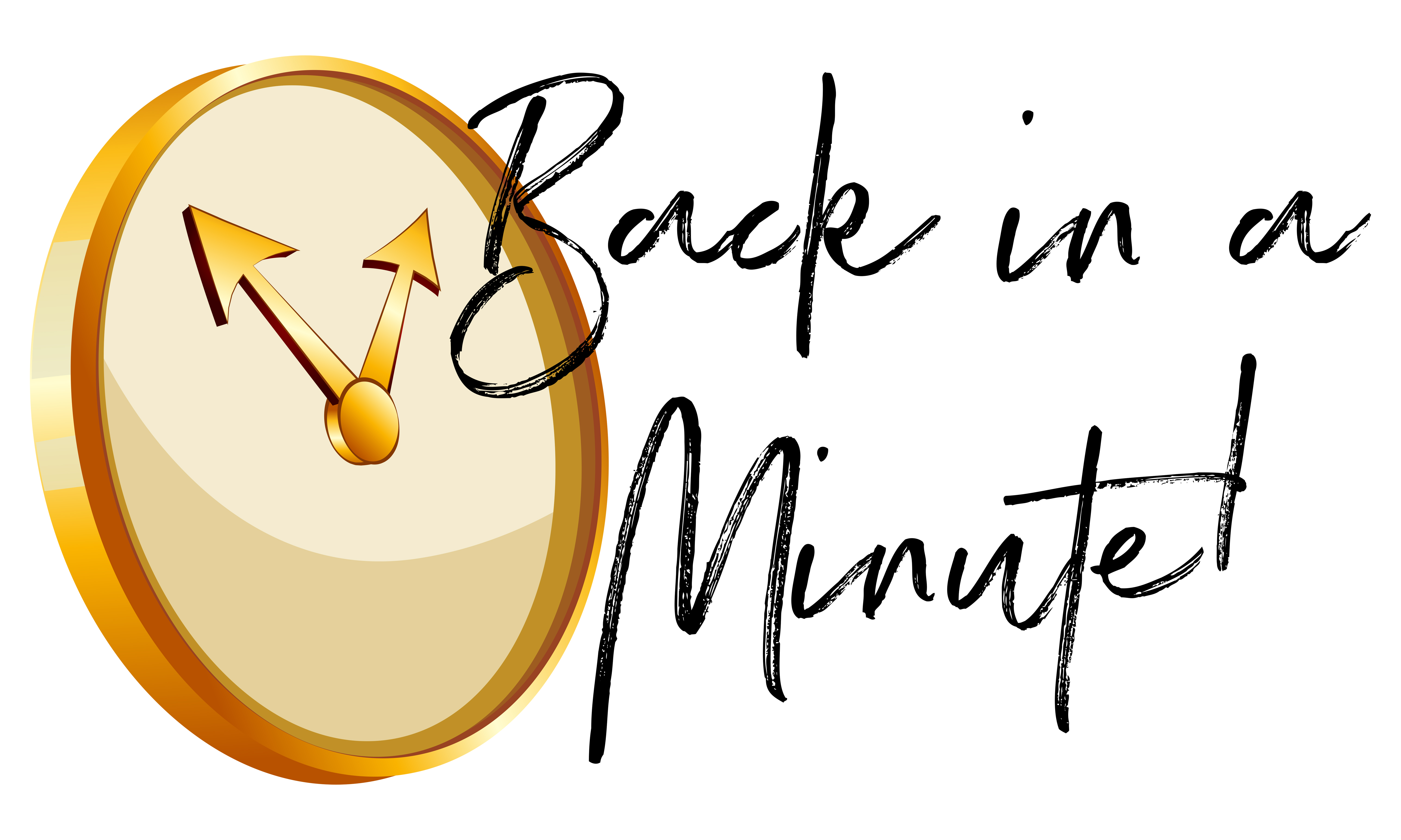 Golden clock and phrase back in a minute 525837 Vector Art at Vecteezy