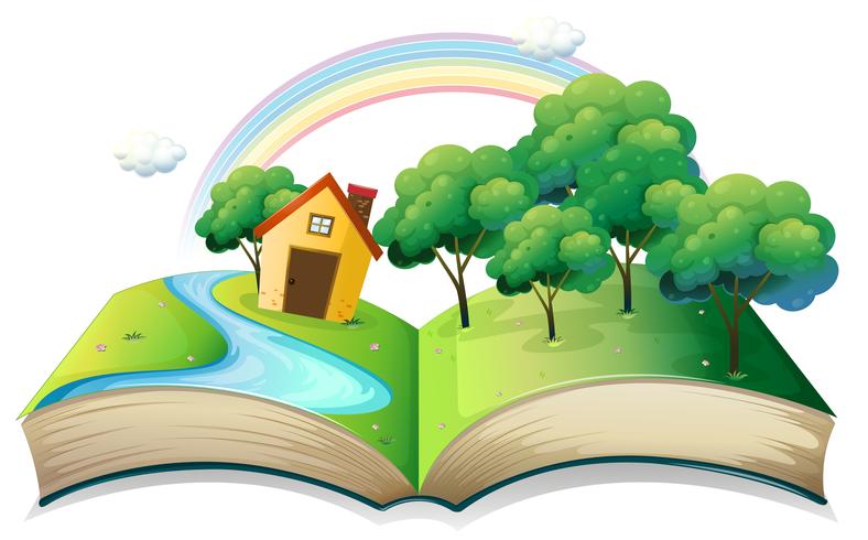 A book with a story of a house at the forest vector