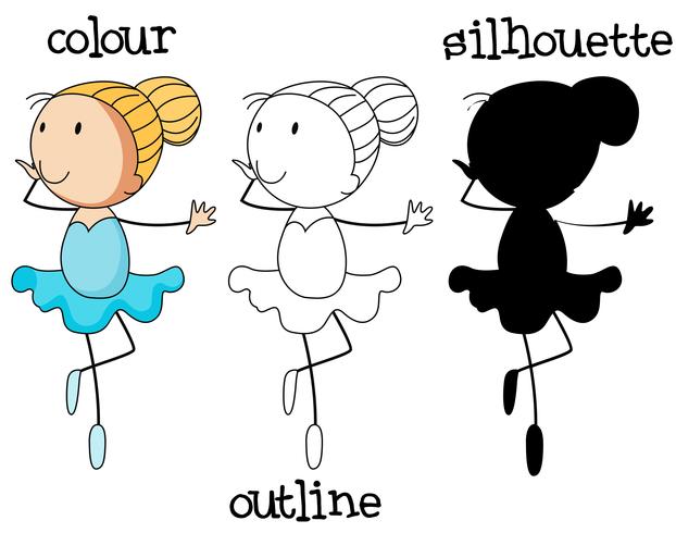 A set of ballet girl with different graphic design vector