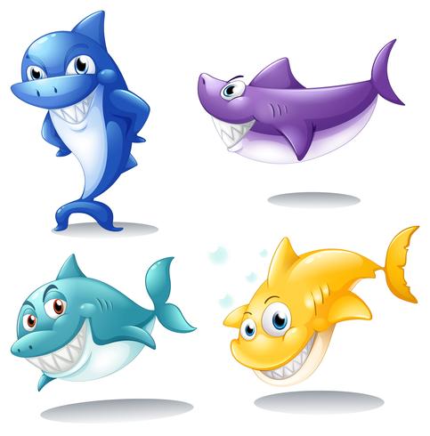 Un grupo de tiburones vector