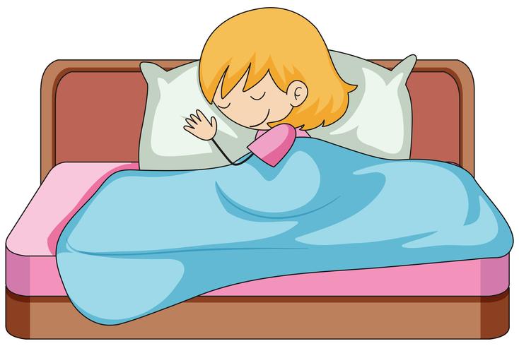 A girl sleeping on the bed vector
