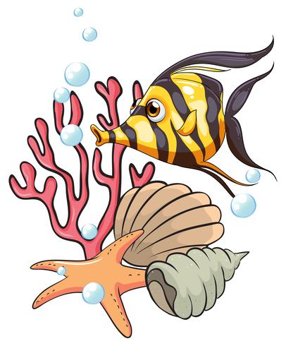 A stripe-colored fish under the sea vector