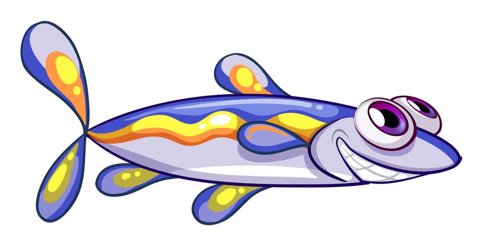 An elongated blue fish vector