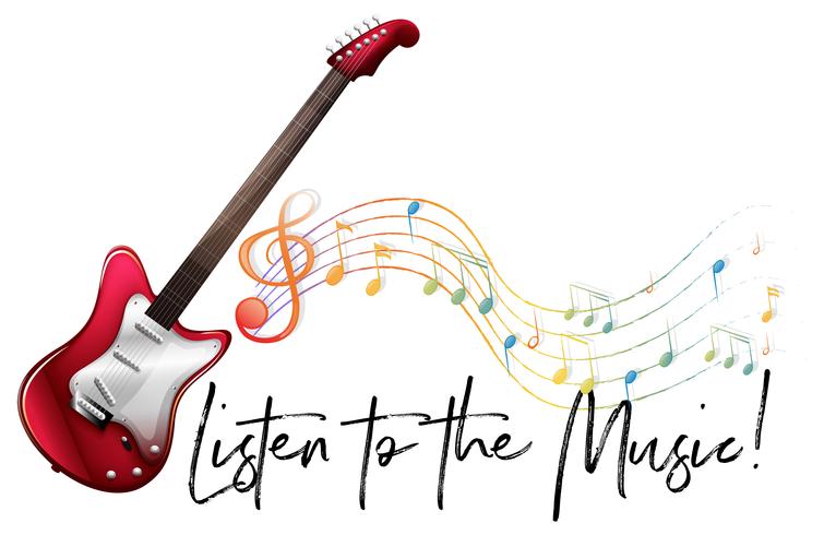 Word expression for listen to the music with music notes in background vector