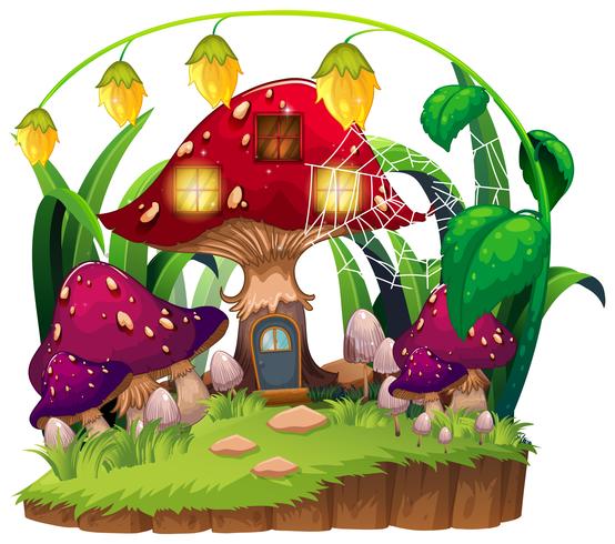 Mushroom house in garden vector