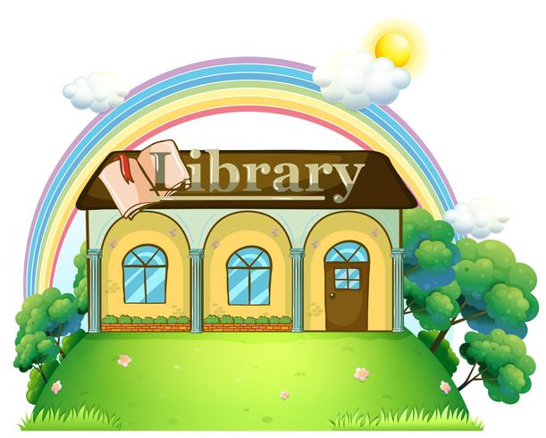 A library at the top of the hill vector