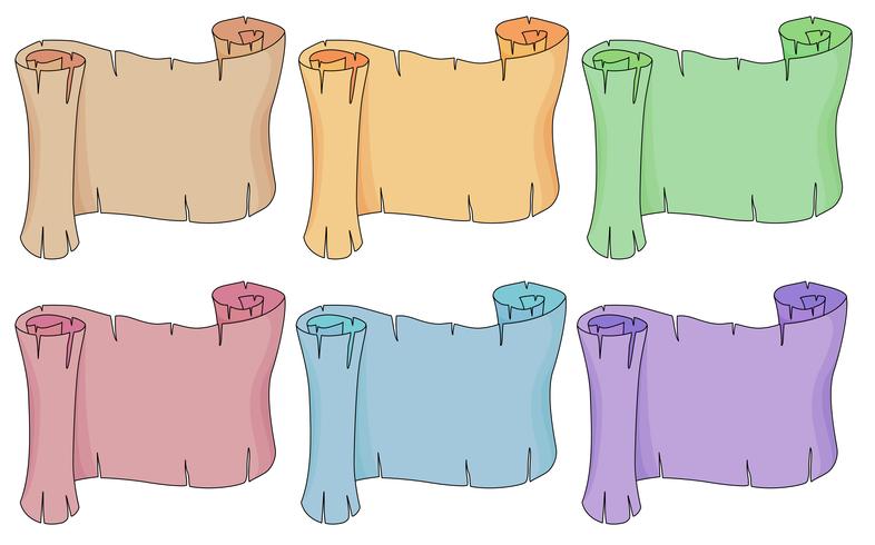 Six empty paper scrolls vector