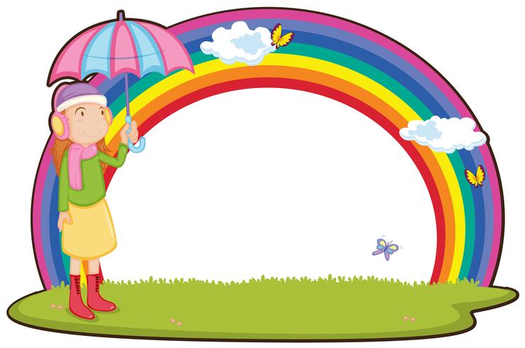 girl and rainbow vector