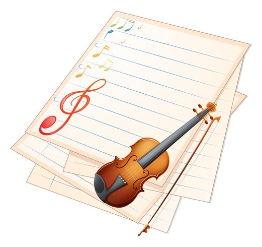 An empty paper with a violin and musical notes vector