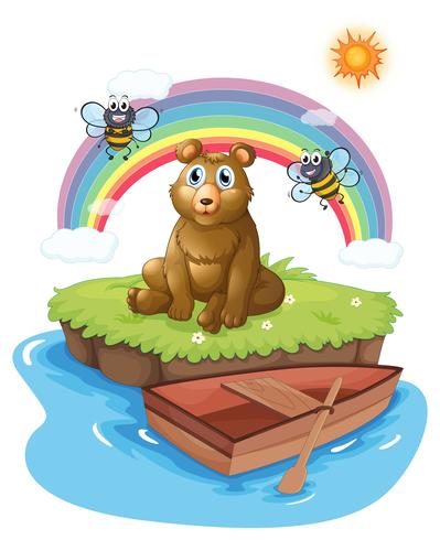 A bear with two bees vector