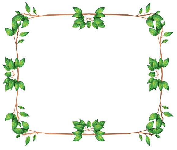 An empty frame with green leafy borders vector