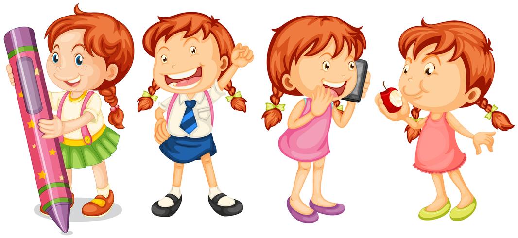 Girls doing different actions vector