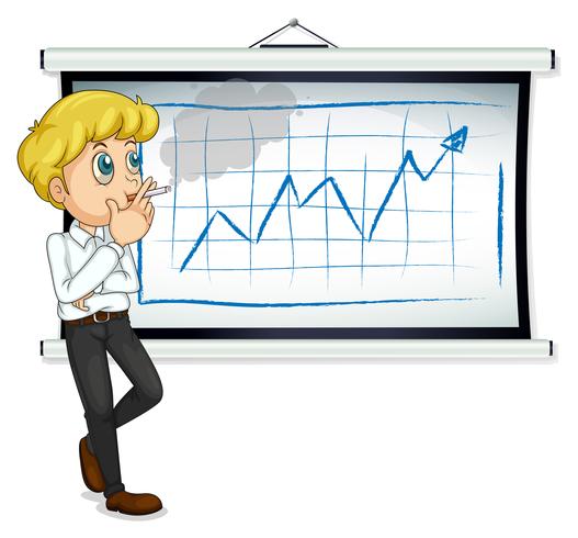 A man smoking in front of the chart vector