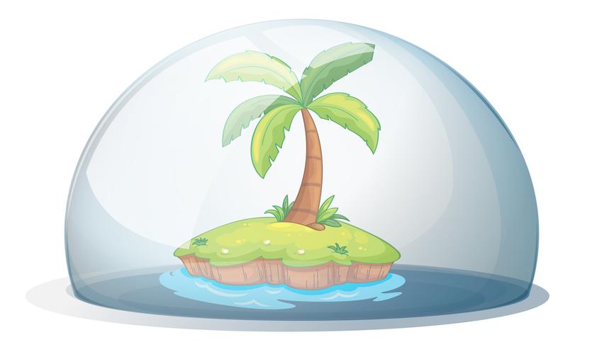 An island with a coconut tree vector