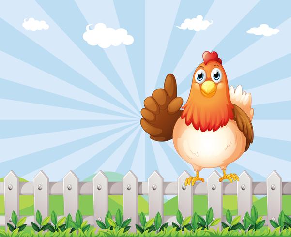 A big fat hen above the fence vector