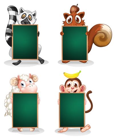 Animals holding empty boards vector