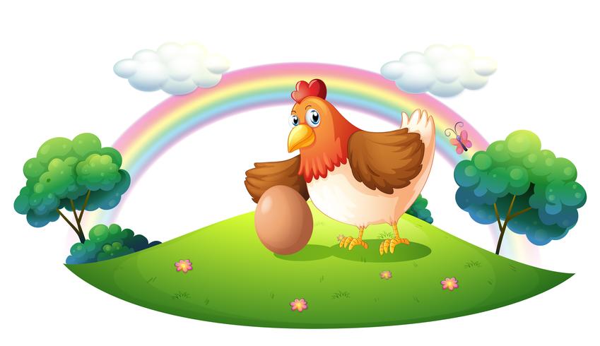 A chicken with an egg vector