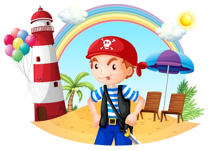 A pirate at the beach vector