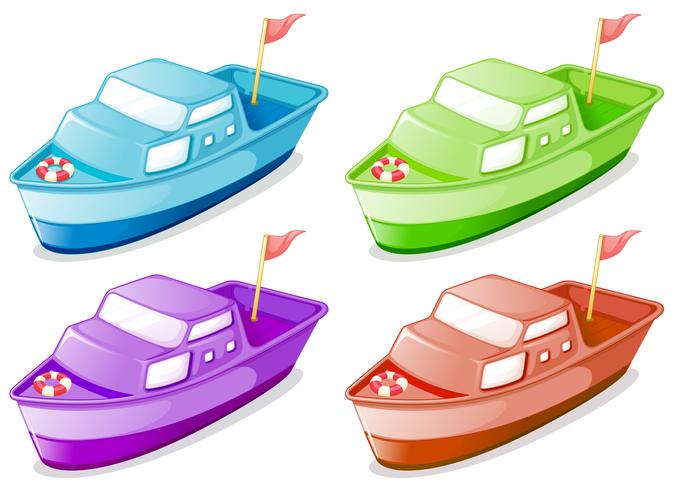 Cuatro barcos en diferentes colores. vector