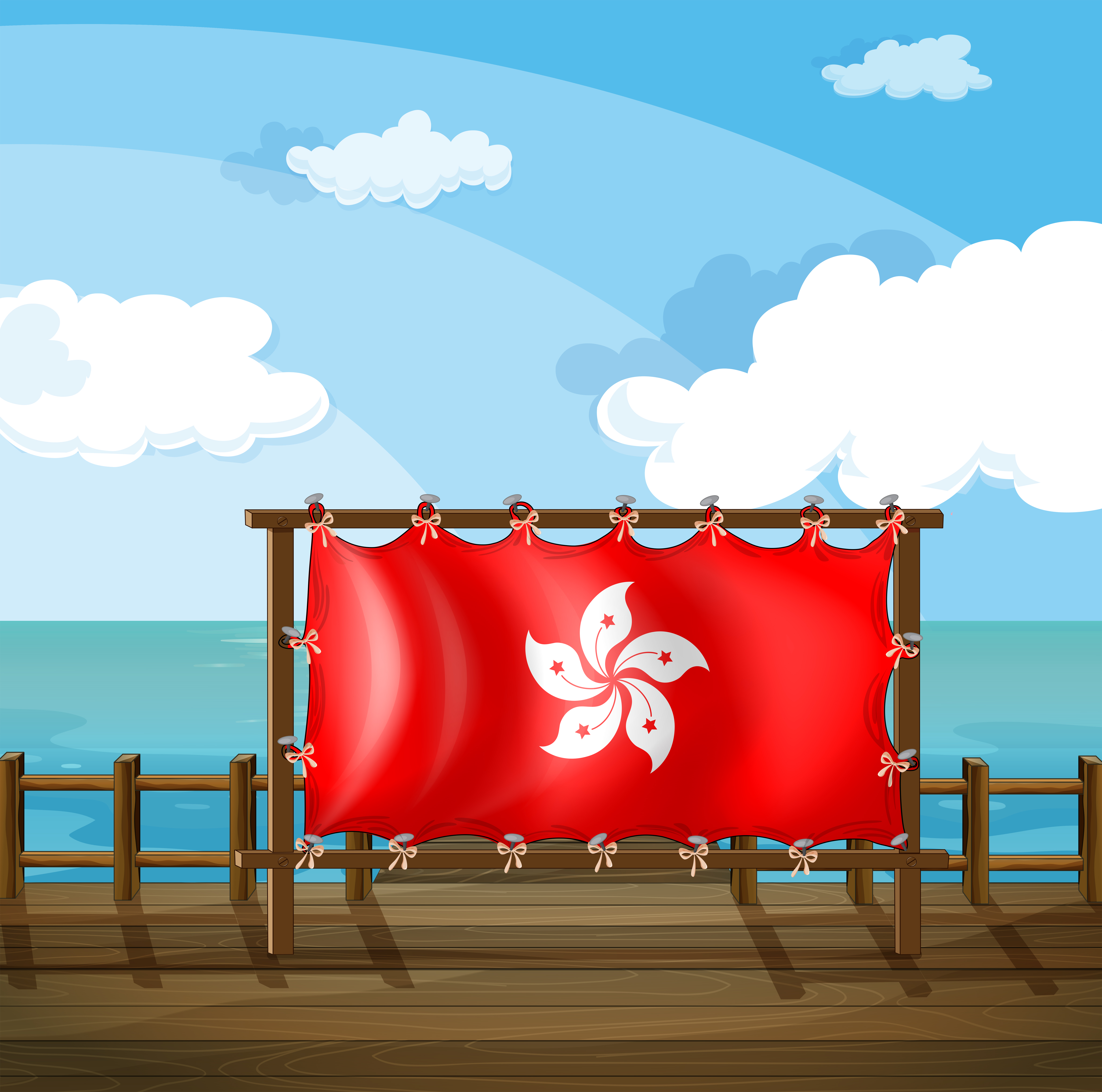 Download A wooden frame at the bridge with the flag of Hong Kong ...