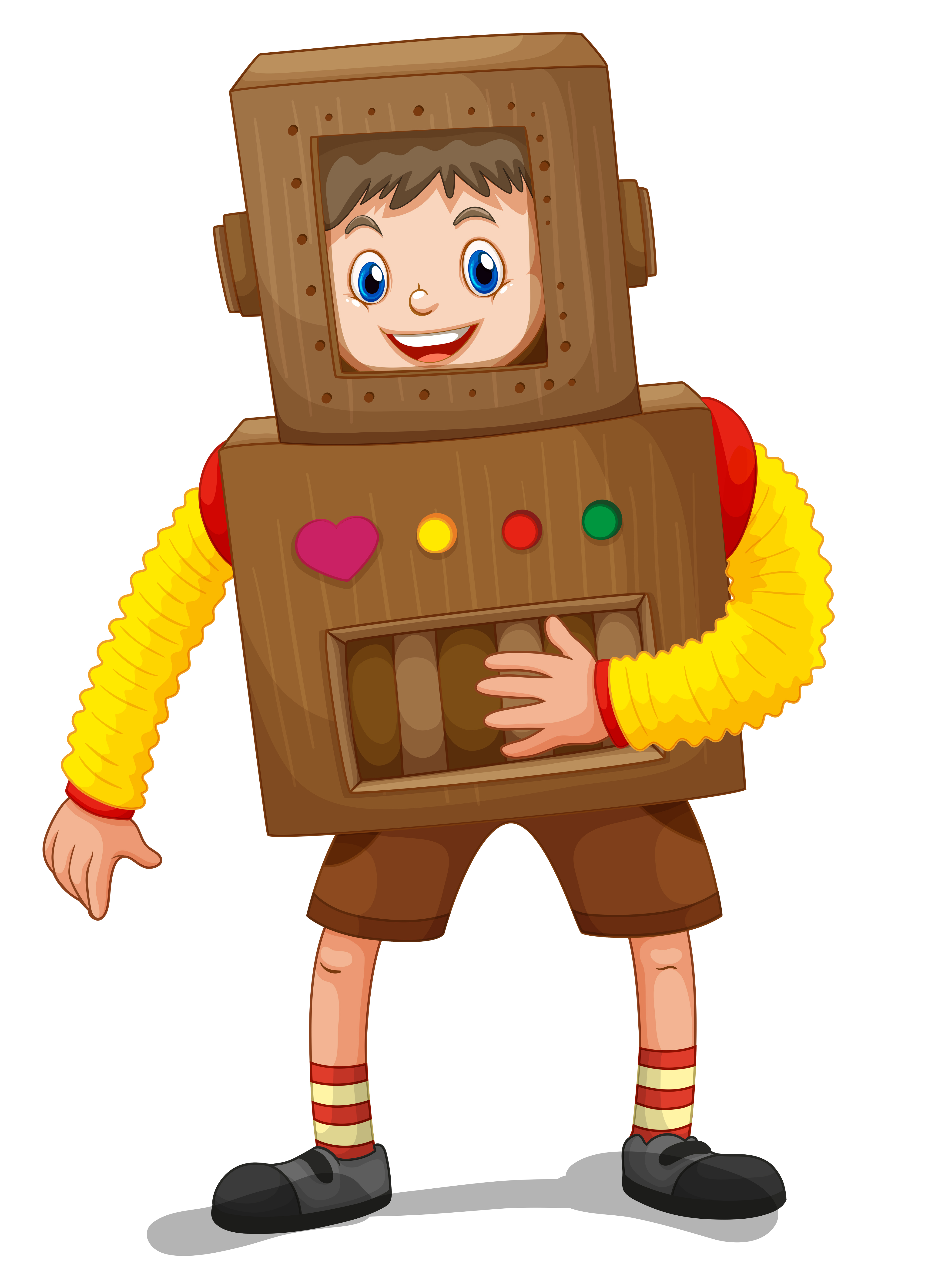 Download Little boy in robot costume 526294 Vector Art at Vecteezy
