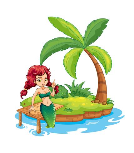 An island with a mermaid vector