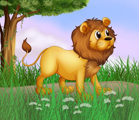 A big lion at the road vector