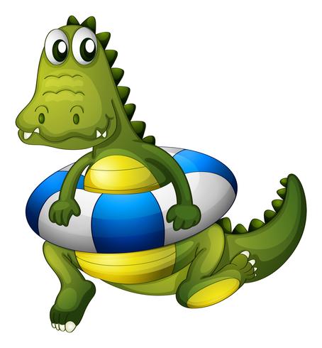 A crocodile with a lifebouy vector