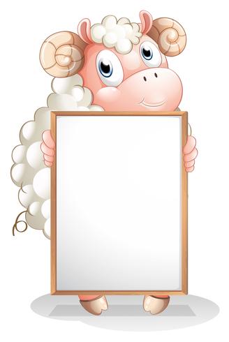 A sheep holding an empty bulletin board vector