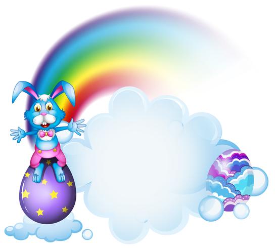 A bunny above the egg near the rainbow vector