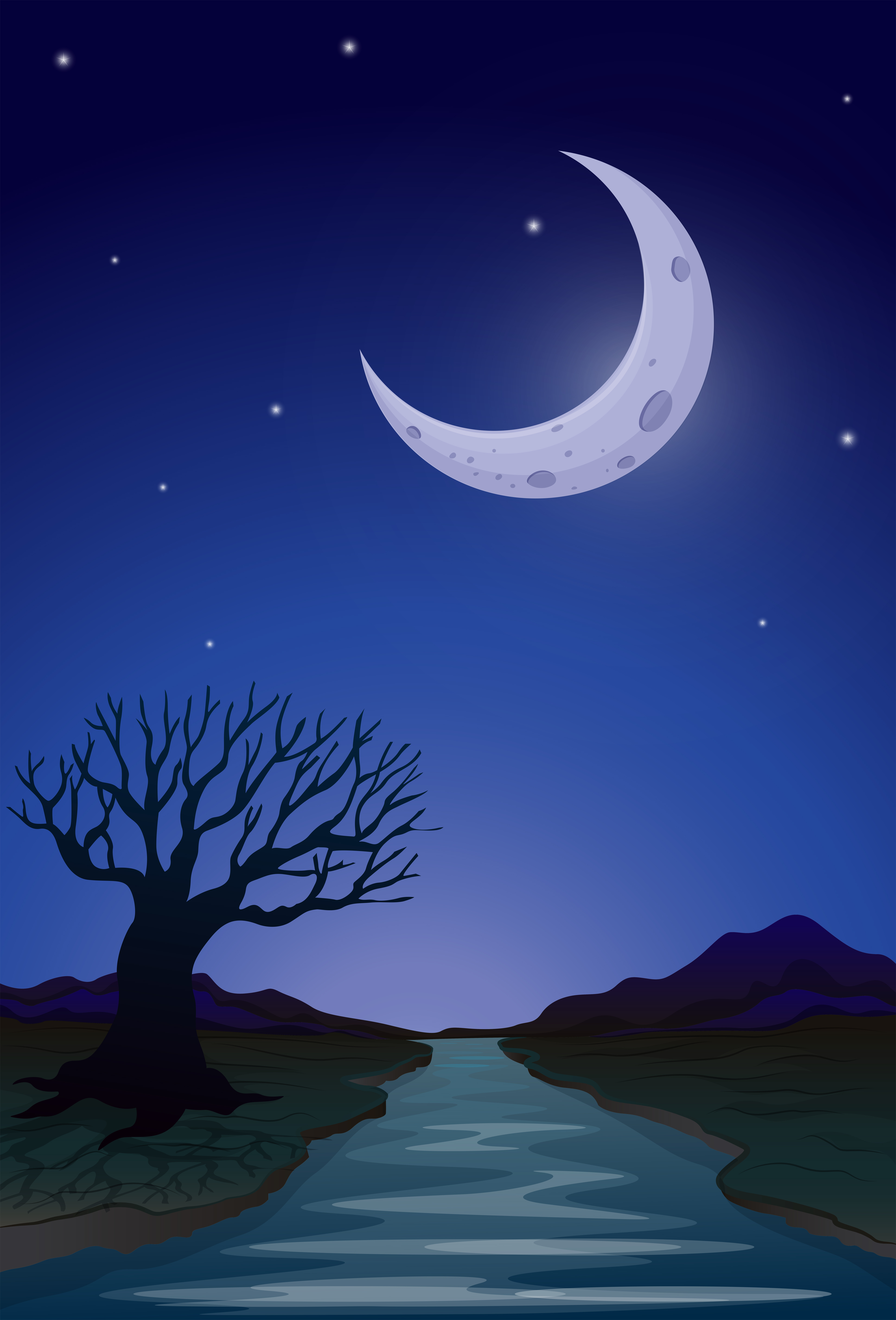 A moonlight view 526472 Vector Art at Vecteezy