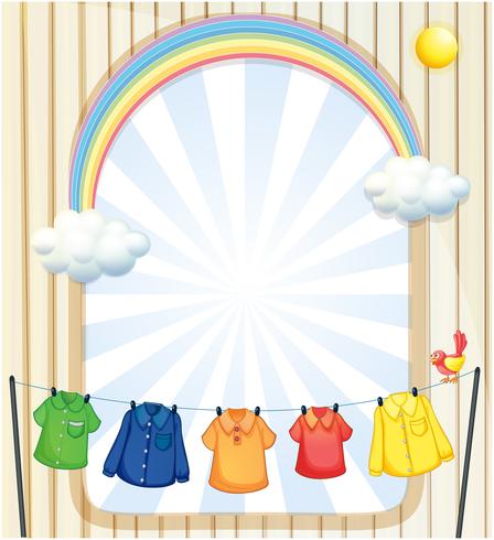 An entrance with hanging clothes vector