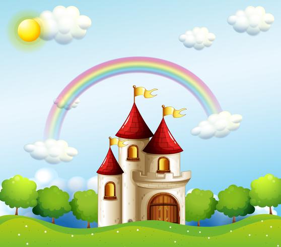 A castle below the rainbow vector