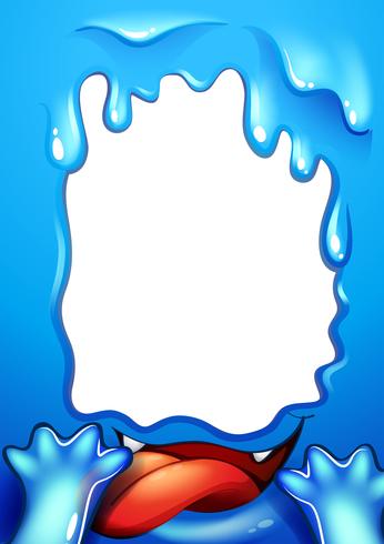 A blue border design with a tongue of a monster vector