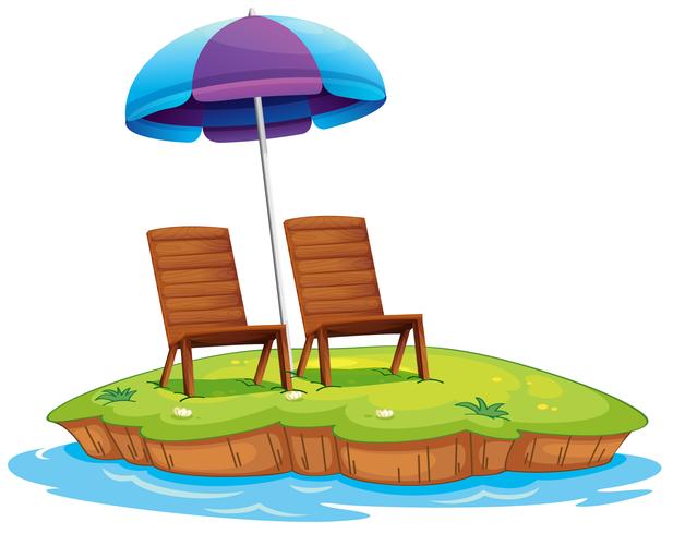 Two wooden chairs in the island vector